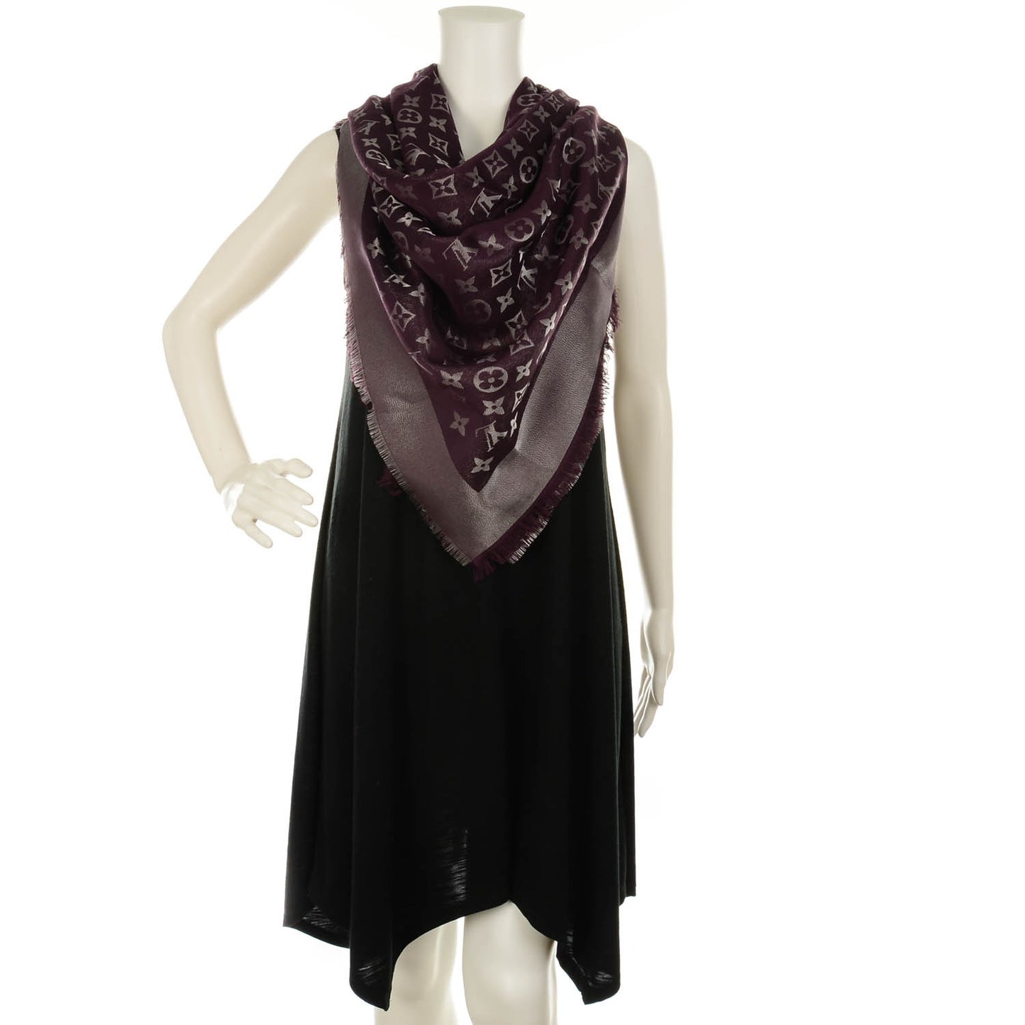 Silk Lurex Wool Monogram Shine Shawl Amarante