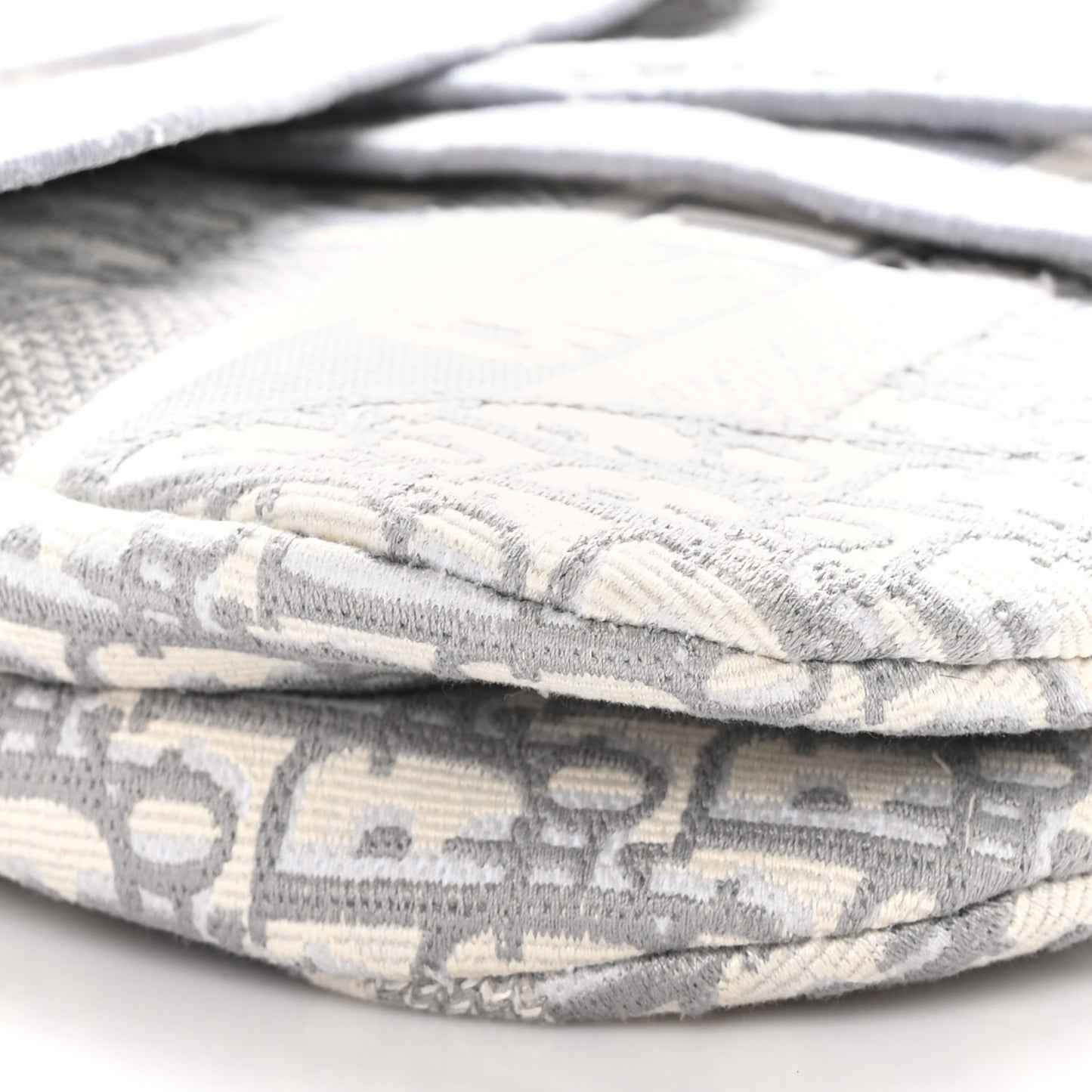 Oblique Embroidered Saddle Bag Gray