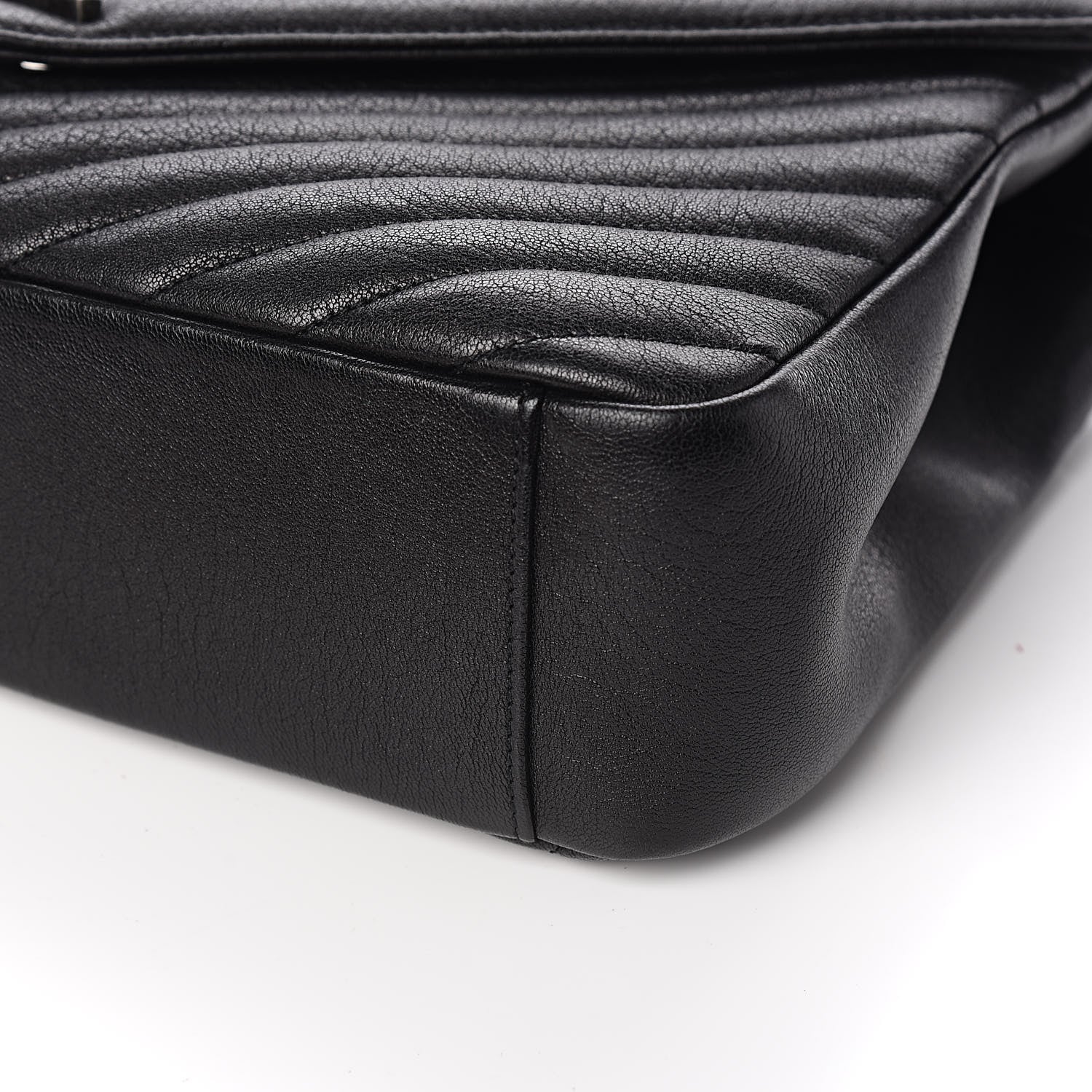 Saint Laurent Sheepskin Matelasse Chevron Monogram Large College Satchel Black 9 of 12