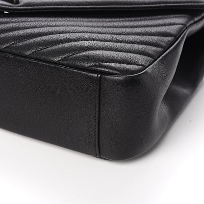 Saint Laurent Sheepskin Matelasse Chevron Monogram Large College Satchel Black 9 of 12