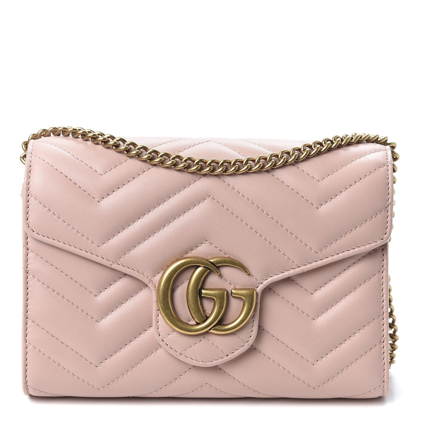 Calfskin Matelasse GG Marmont Chain Wallet Perfect Pink