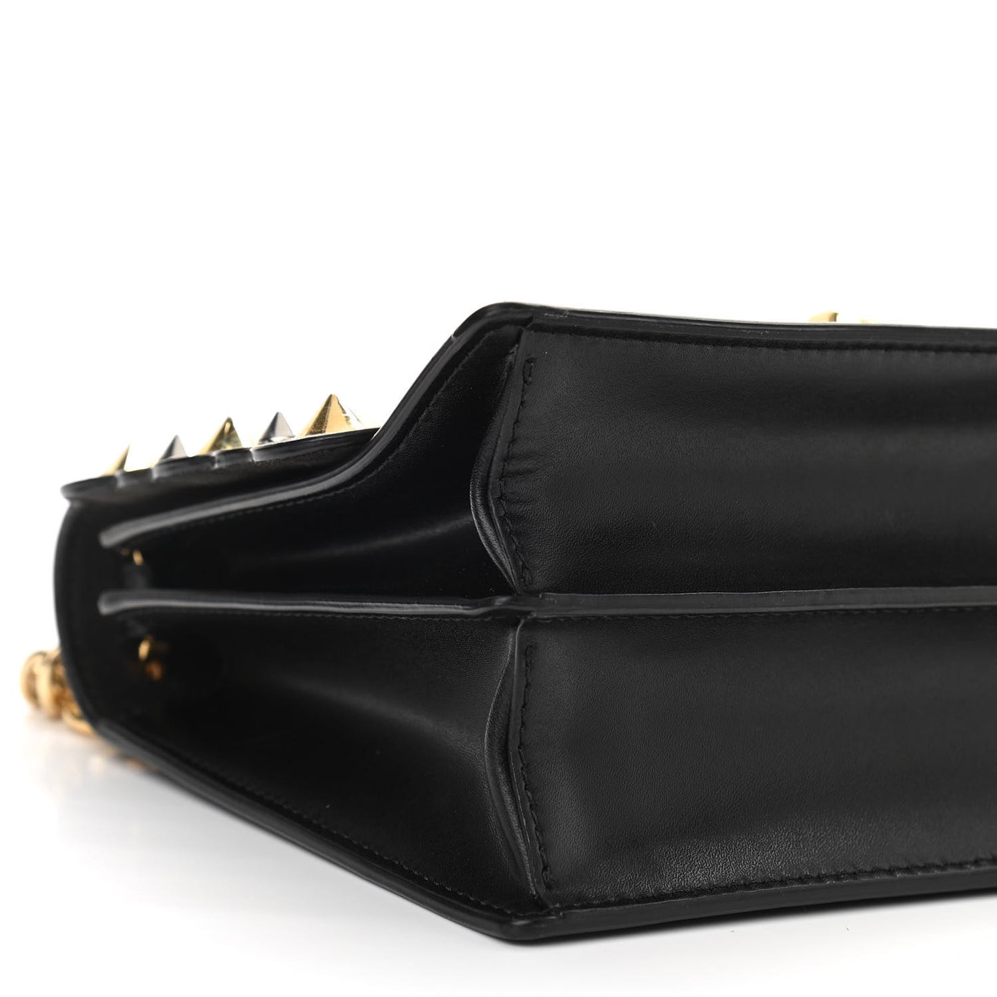 Vitello Liberty Metal Scalloped Multi Studded Small Kan I Shoulder Bag Black