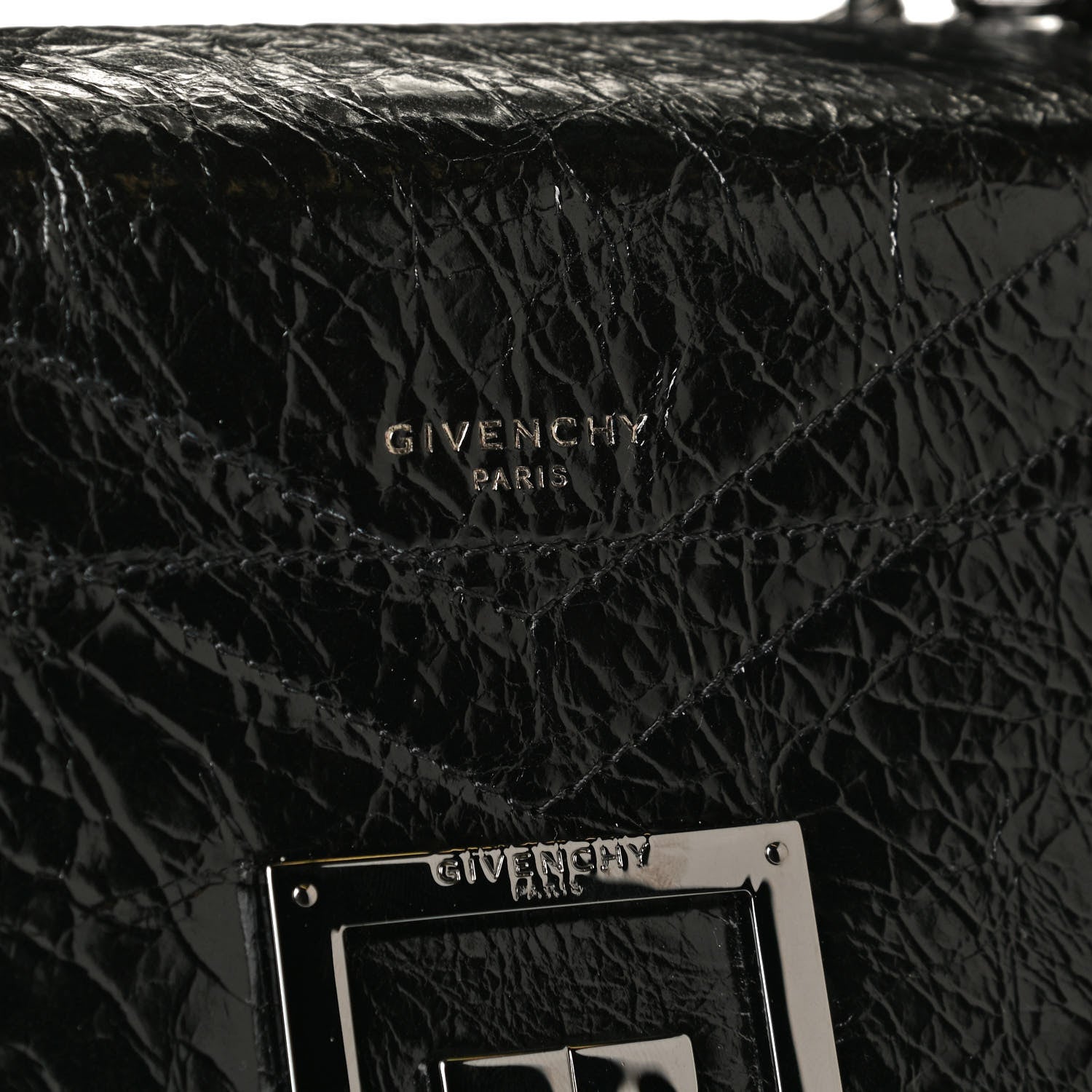 Givenchy Creased Patent Calfskin Medium ID Flap Black 6 of 10