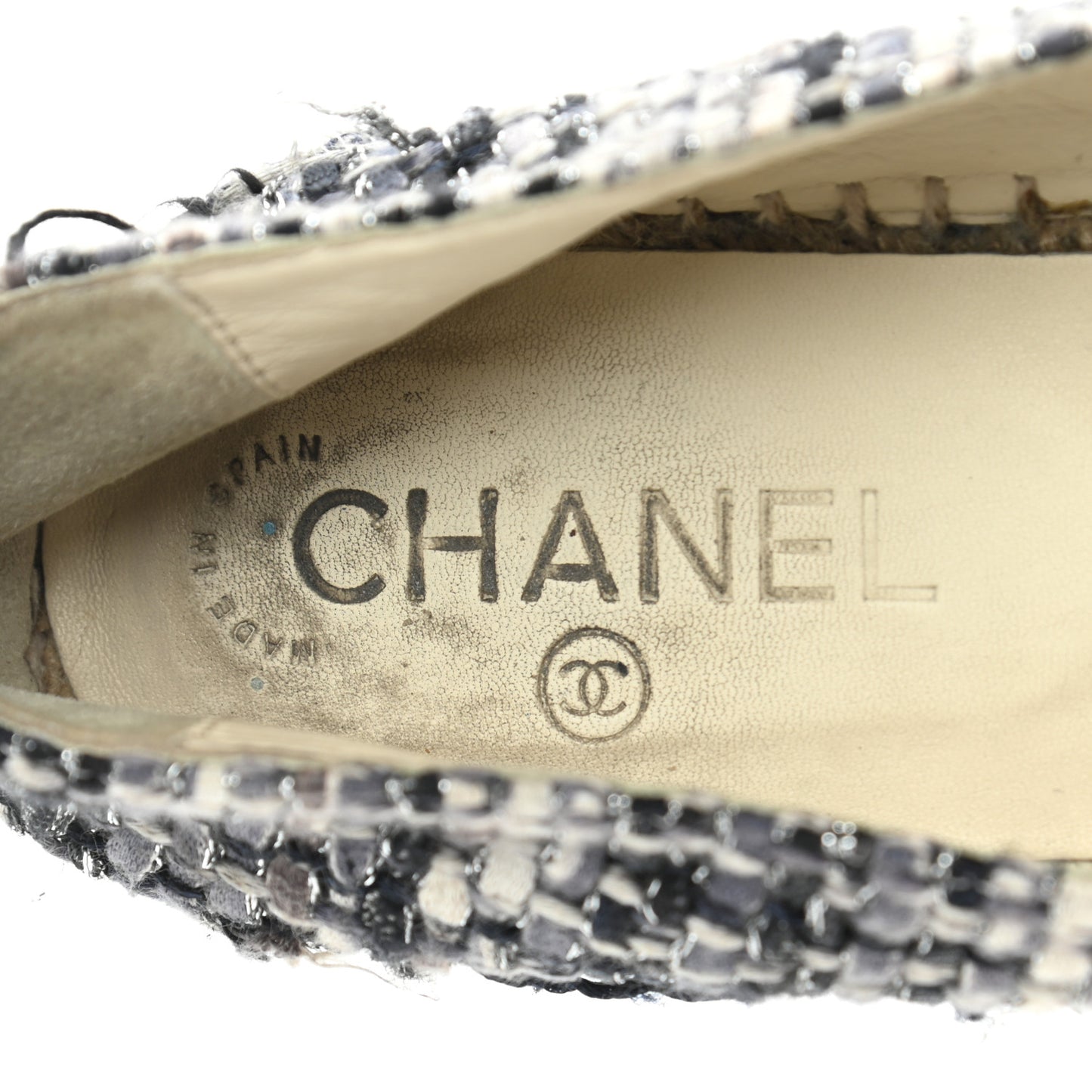 Metallic Tweed Lambskin CC Espadrilles 39 Blue Black Silver