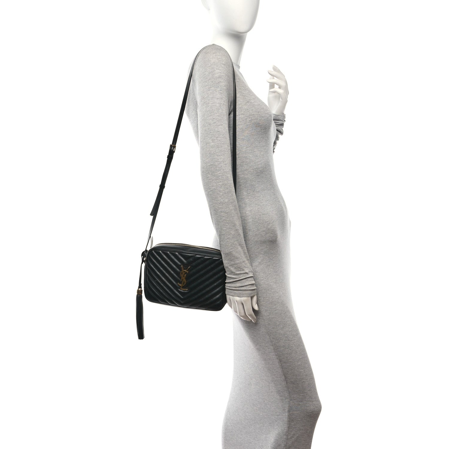 Saint Laurent Calfskin Matelasse Monogram Lou Camera Bag Black 2 of 11