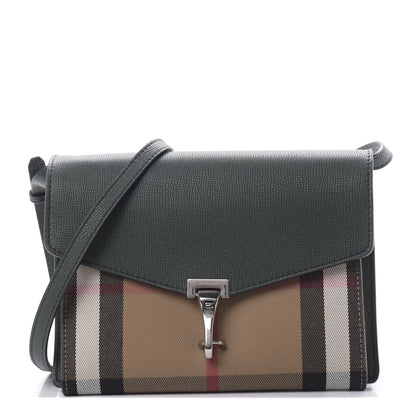 Burberry Derby Calfskin House Check Small Macken Crossbody Bag Dark Bottle Green 1 of 10