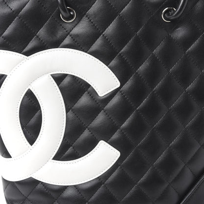 Chanel Calfskin Quilted Medium Cambon Tote Black White 7 of 9