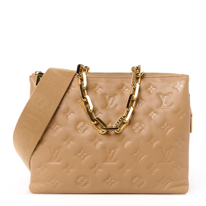 Louis Vuitton Lambskin Embossed Monogram Coussin PM Camel 1 of 12