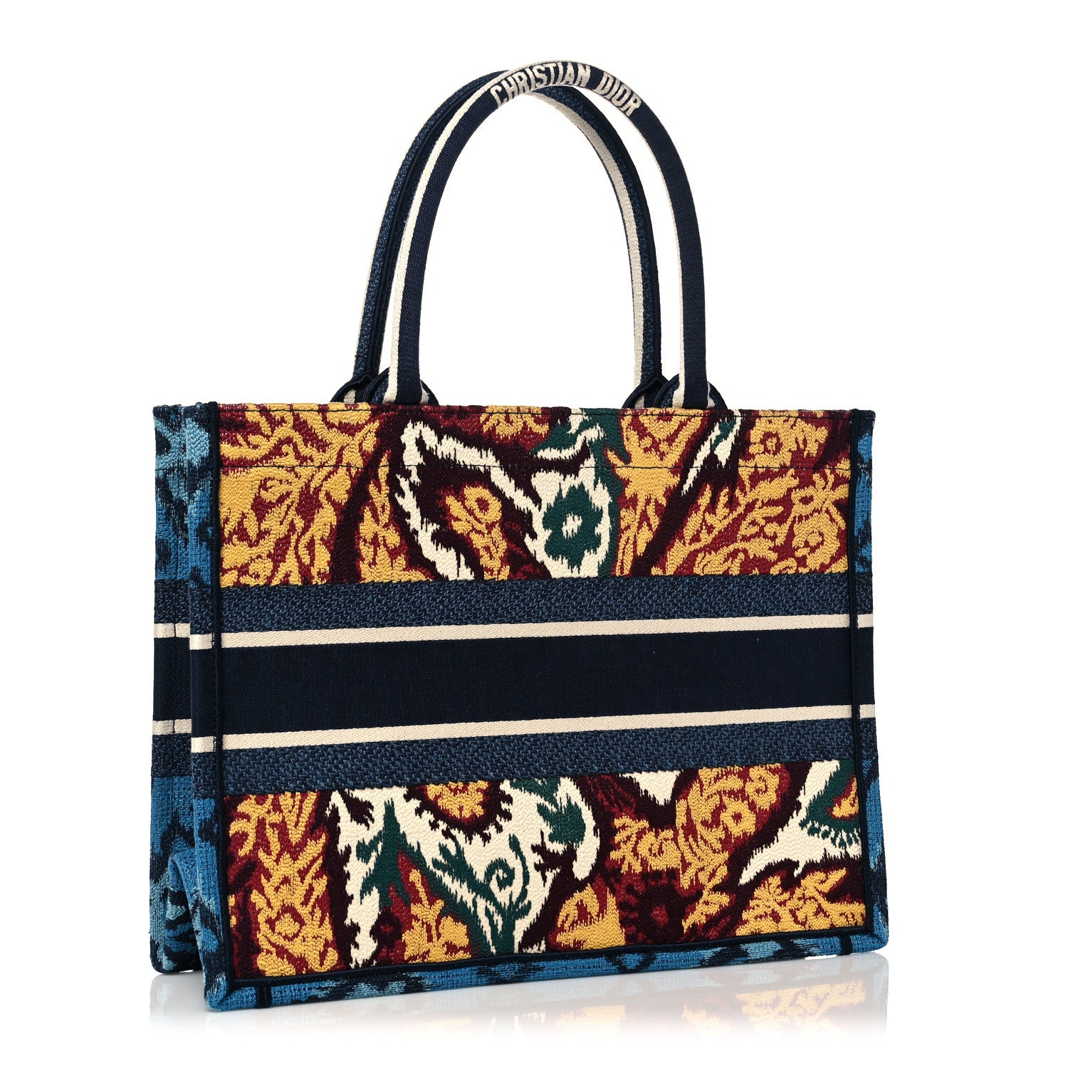 Christian Dior Canvas Embroidered Paisley Medium Book Tote Blue Multicolor 3 of 11