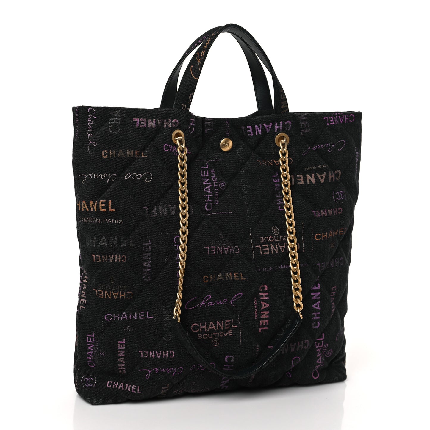 Denim Quilted Denim Mood Maxi Shopping Bag Black Multicolor