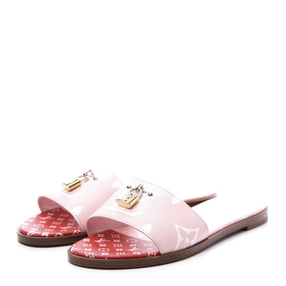 Louis Vuitton Monogram Giant Lock It Flat Mule 38.5 Rouge Rose 2 of 11