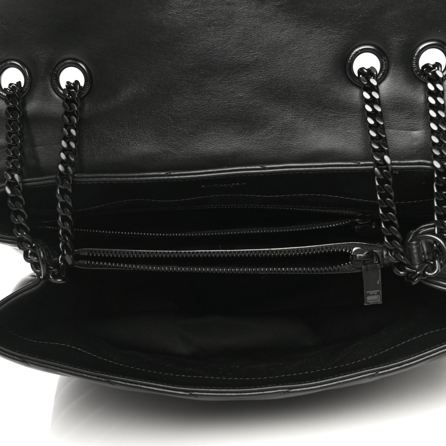 Calfskin Y Quilted Monogram Medium Loulou Chain Satchel Black