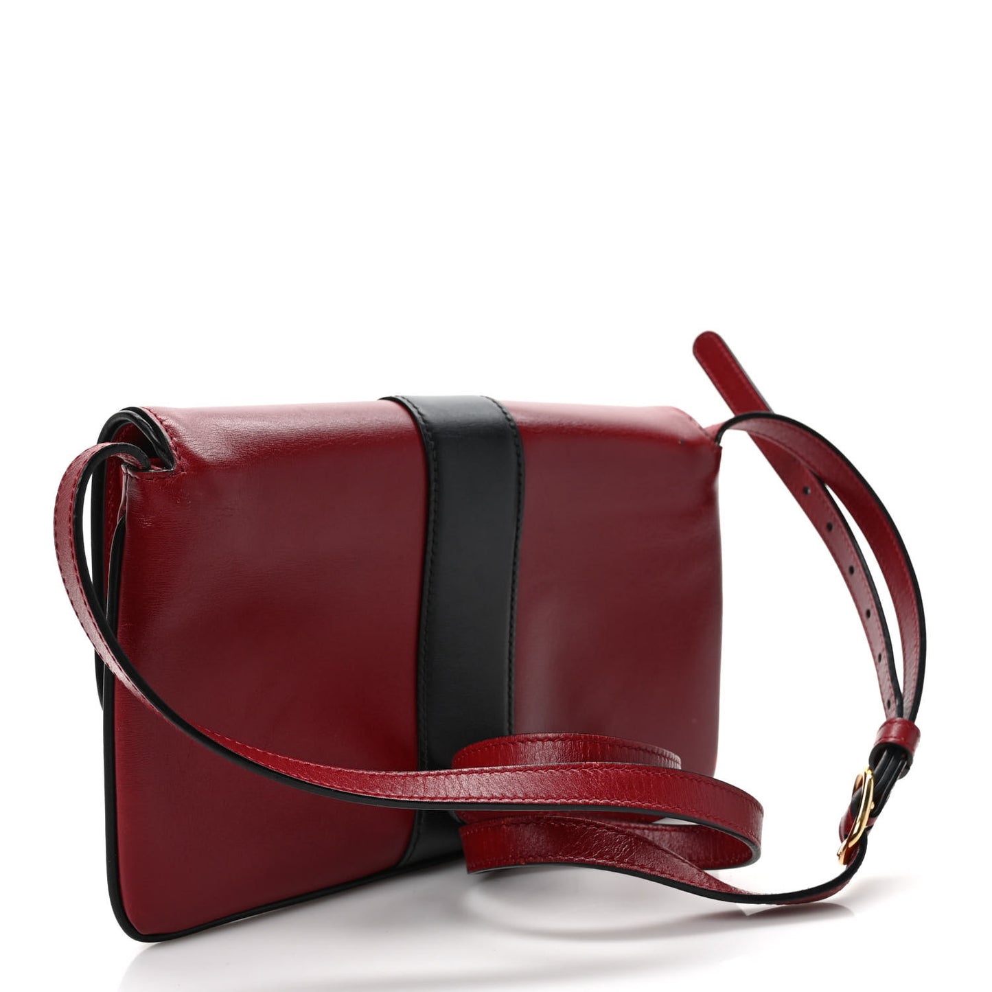 Vitello Palmellato Lux Bi-Color Small Arli Flap Shoulder Bag New Cherry Red Black