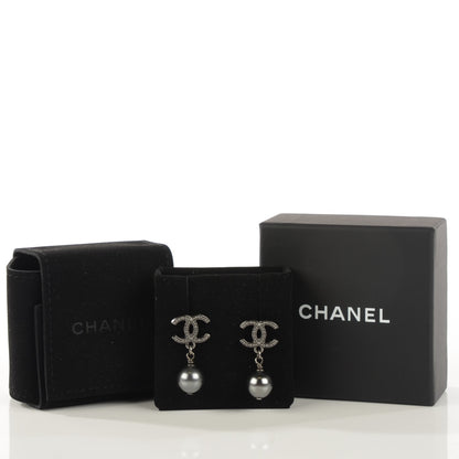 Chanel Pearl CC Drop Earrings Ruthenium Grey 5 of 5