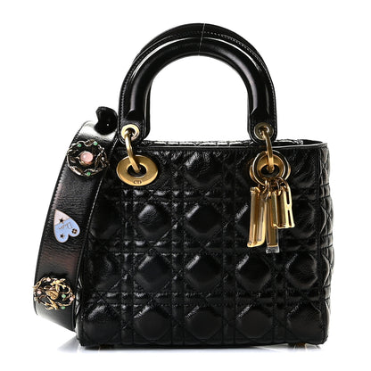 Christian Dior Crinkled Patent Cannage Small Lucky Badges My Lady Dior Black 1 of 12