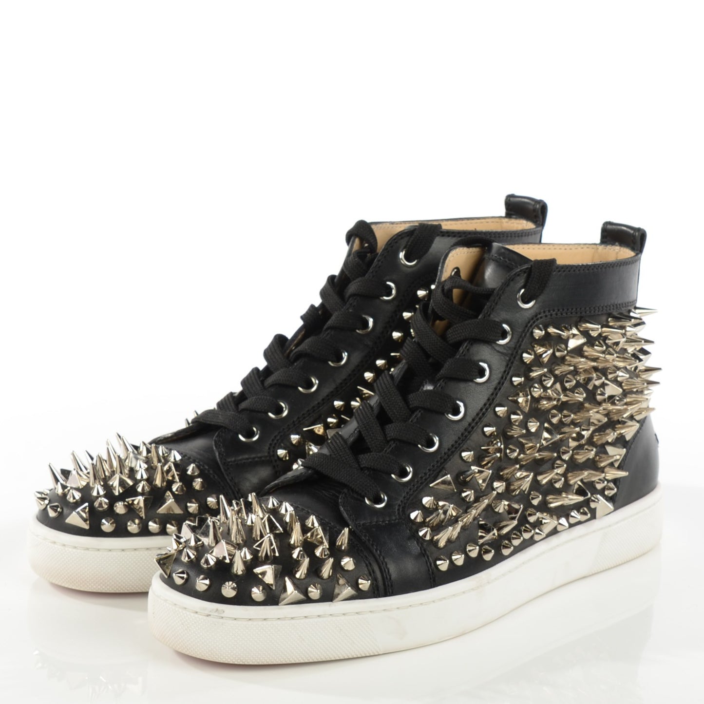 Calfskin Louis Pik Pik Spikes Flat Mens Sneakers 41.5 Black