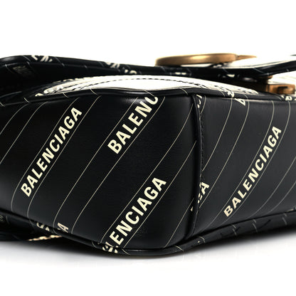 Gucci X BALENCIAGA Calfskin Matelasse Logo Print Small GG Marmont Shoulder Bag Black 9 of 11