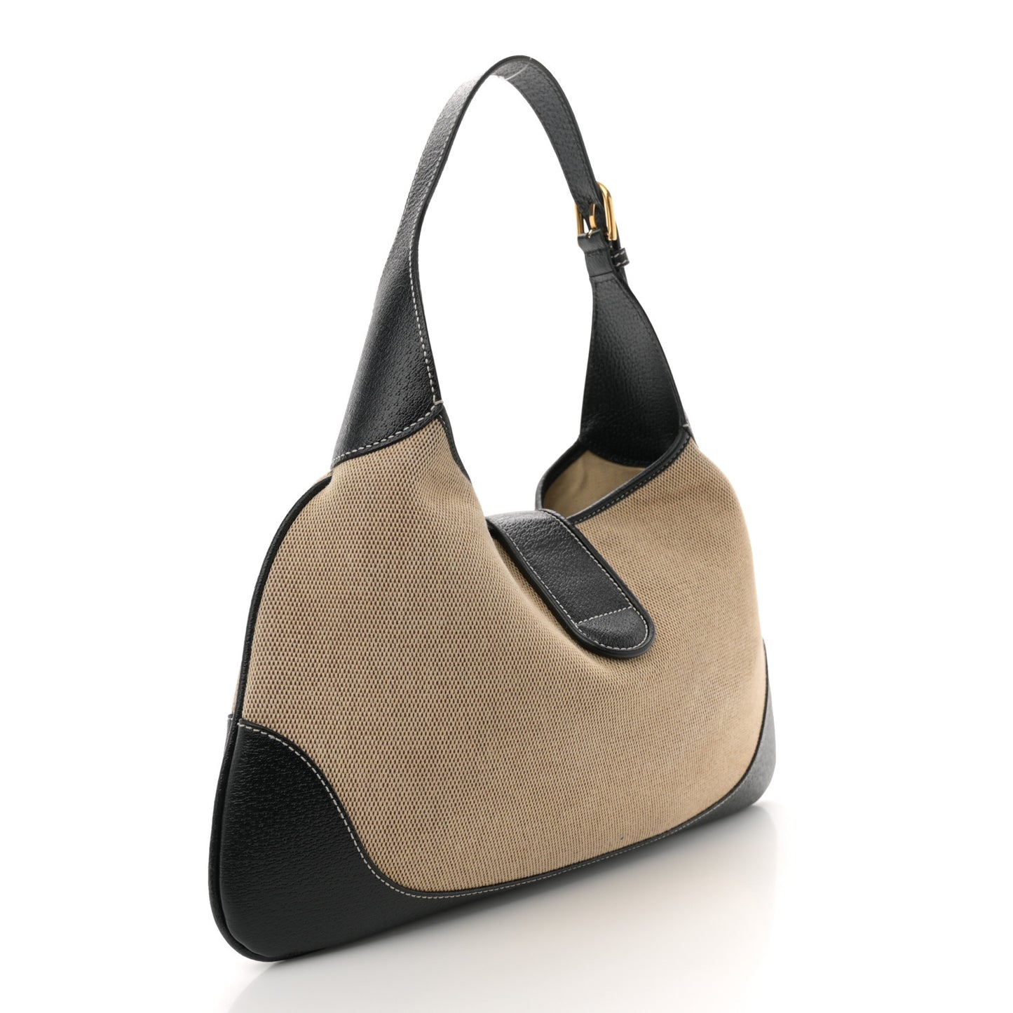 Canvas Textured Dollar Calfskin Medium Aphrodite Shoulder Bag Beige Black