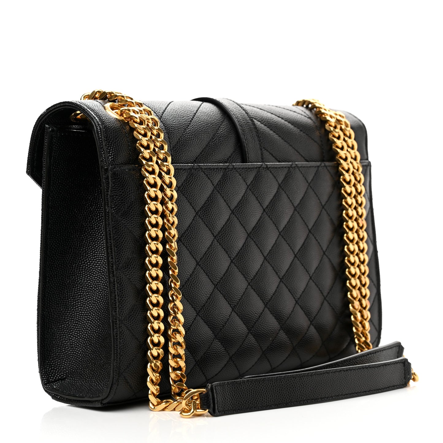Grain De Poudre Textured Mixed Matelasse Triquilt Medium Monogram Satchel Black