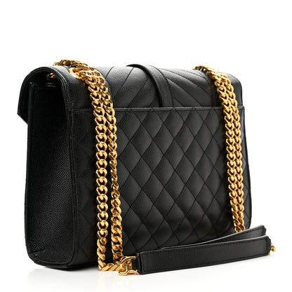 Saint Laurent Grain De Poudre Textured Mixed Matelasse Triquilt Medium Monogram Satchel Black 3 of 8