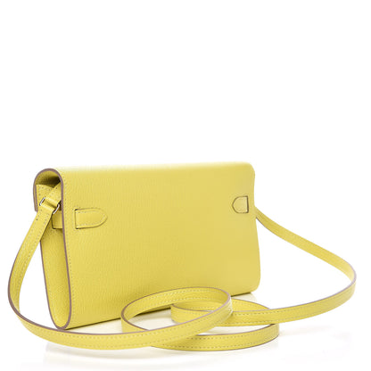 Hermes Chevre Mysore Kelly Wallet To Go Lime 3 of 7