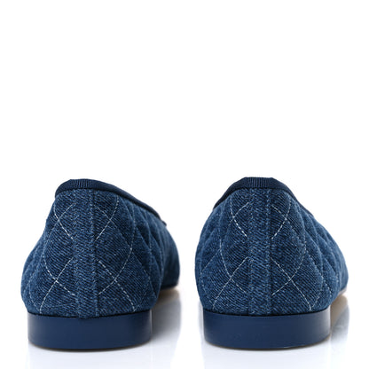 Chanel Washed Denim Quilted Cap Toe CC Ballerina Flats 41 Blue 6 of 11