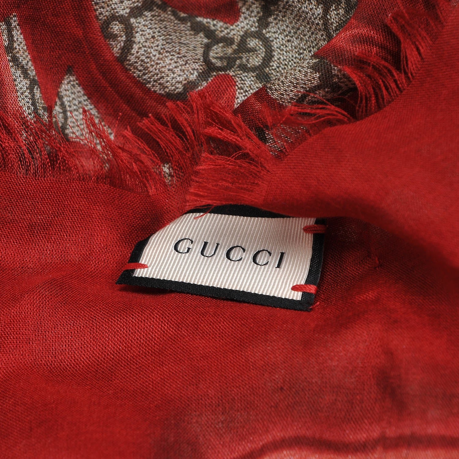 Gucci Modal Silk Monogram Arabesque Shawl Red 4 of 4