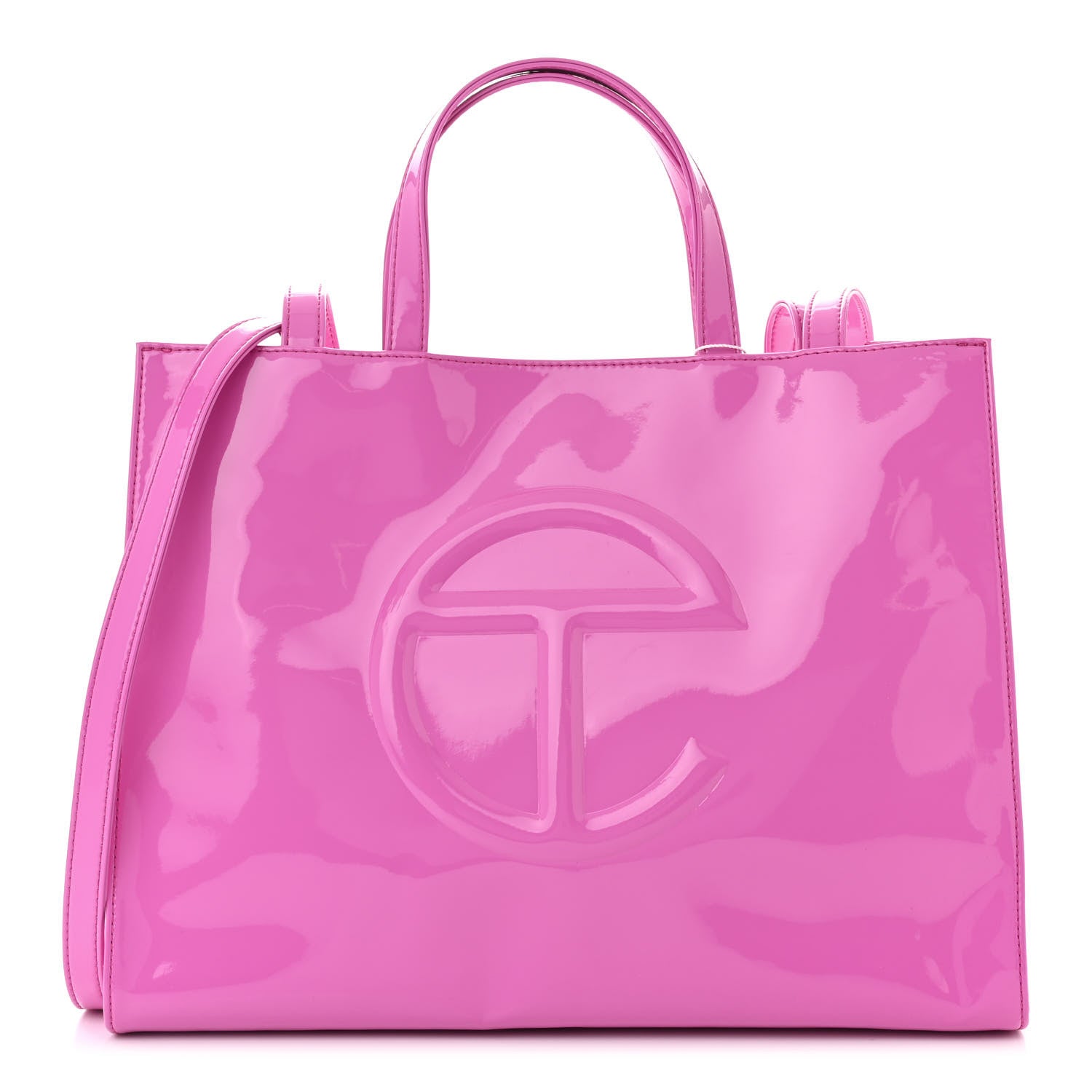 Telfar Patent Vegan Leather Medium Shopping Bag Pink 1 of 10