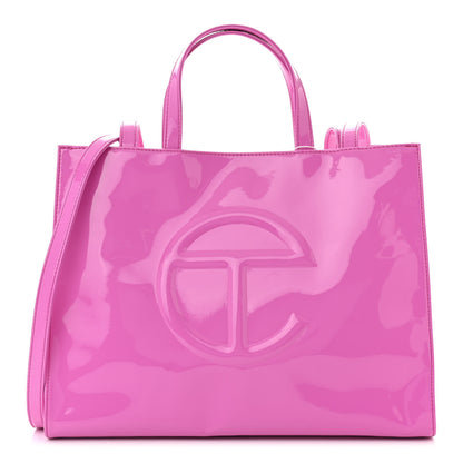 Telfar Patent Vegan Leather Medium Shopping Bag Pink 1 of 10