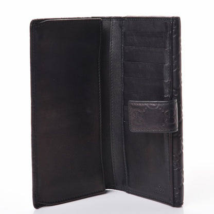 Gucci Guccissima Margaux Calfskin Metal Bar Continental Flap Wallet Black 5 of 9