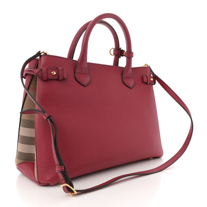 Burberry Derby Calfskin House Check Medium Banner Tote Russet Red 3 of 11