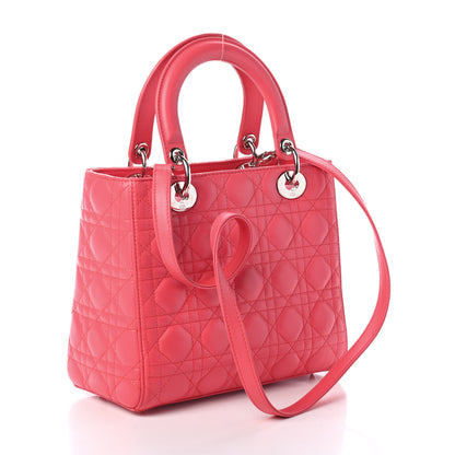Christian Dior Lambskin Cannage Medium Lady Dior Coral 2 of 4