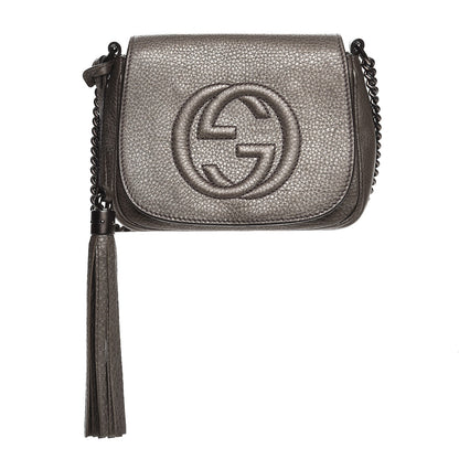 Gucci Metallic Pebbled Calfskin Small Soho Flap Crossbody Sasso 1 of 7