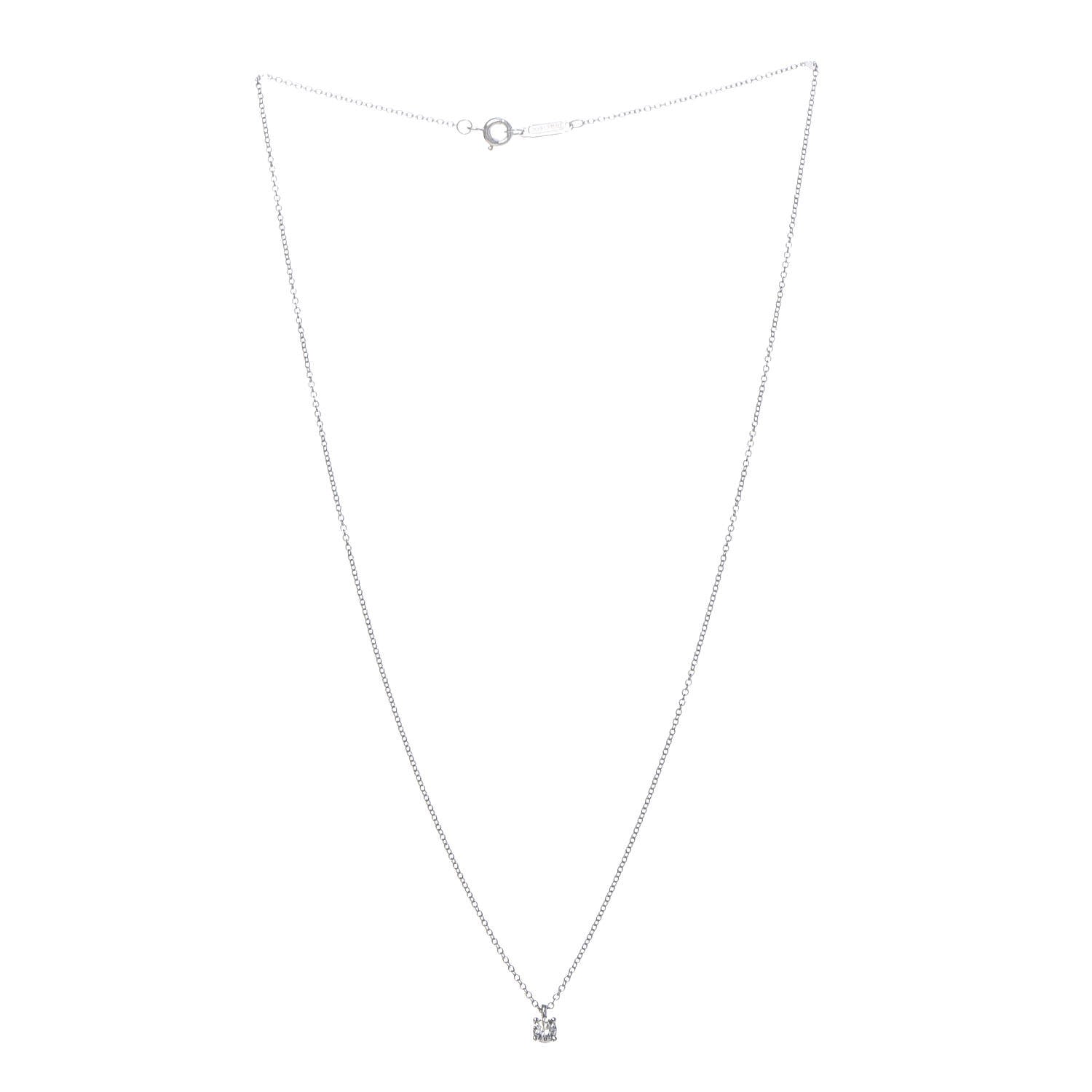 Tiffany Platinum Diamond .18ct Solitaire Pendant Necklace 3 of 6
