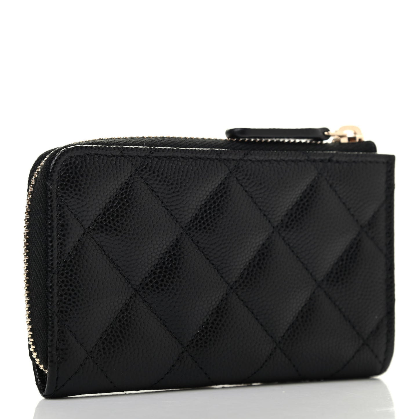 Caviar Quilted Zipped Key Holder Case Black