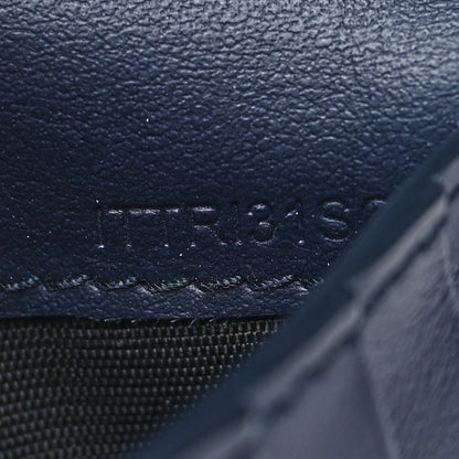 Burberry Smooth Calfskin Embossed Check Bi-Fold Wallet Dark Blue 7 of 8