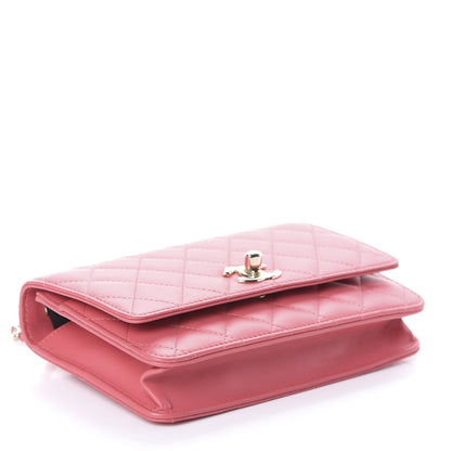Chanel Lambskin Quilted Trendy CC Wallet On Chain WOC Bright Pink 4 of 10