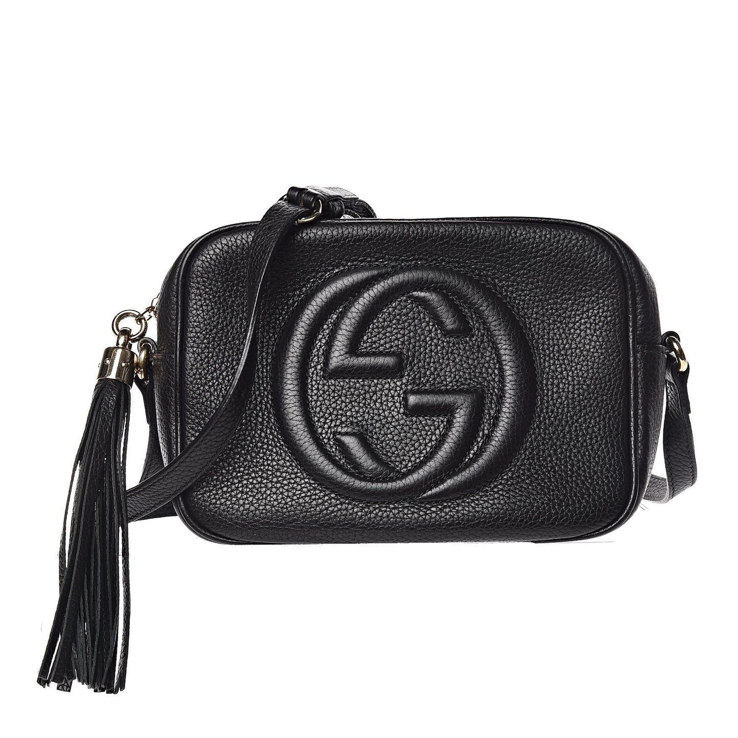 Pebbled Calfskin Small Soho Disco Bag Black