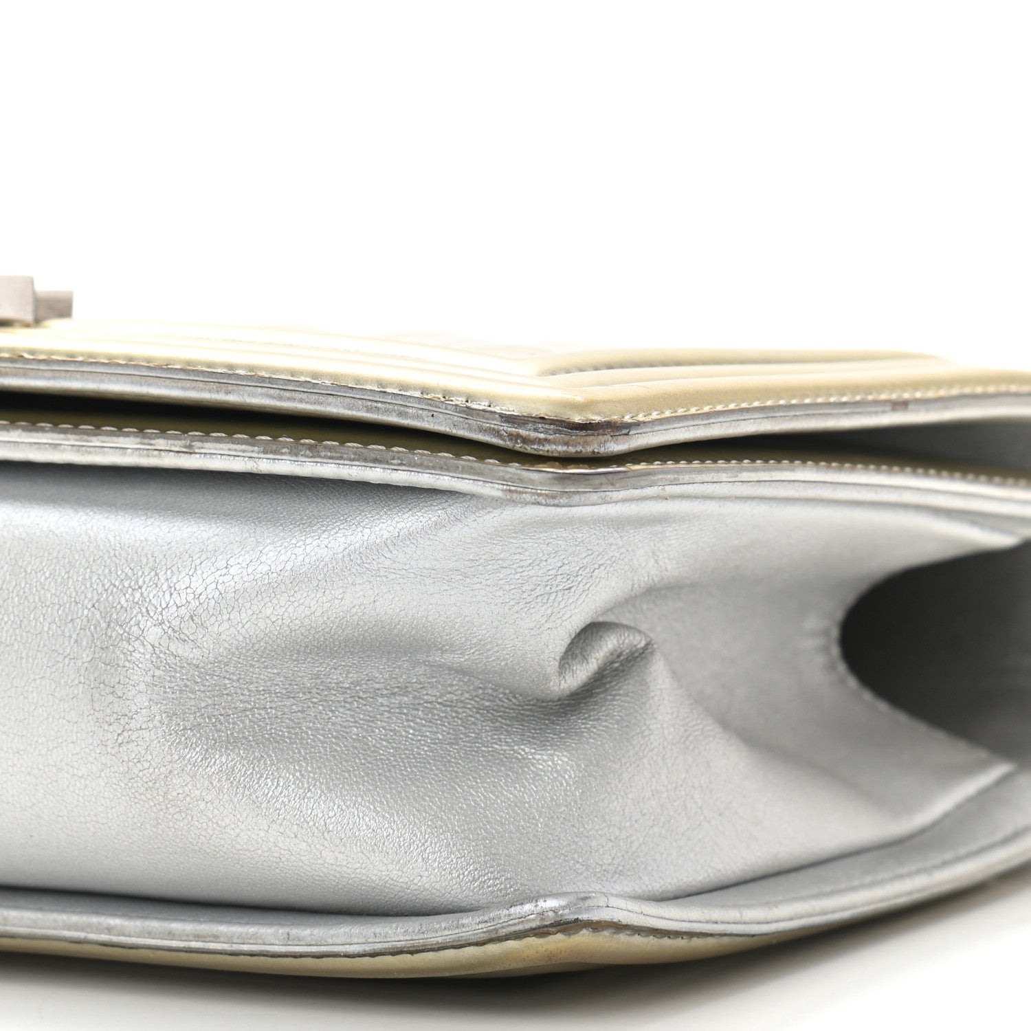 Chanel Metallic Patent Calfskin Quilted Medium Boy Flap Silver 11 of 11