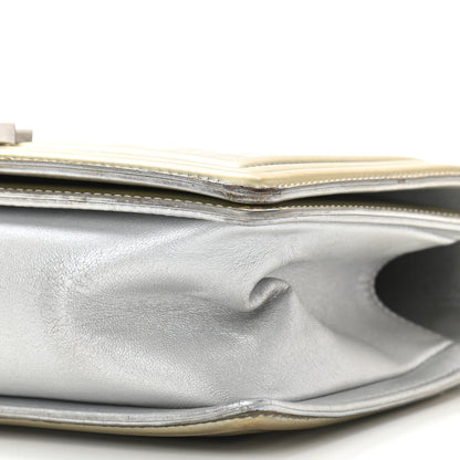 Chanel Metallic Patent Calfskin Quilted Medium Boy Flap Silver 11 of 11