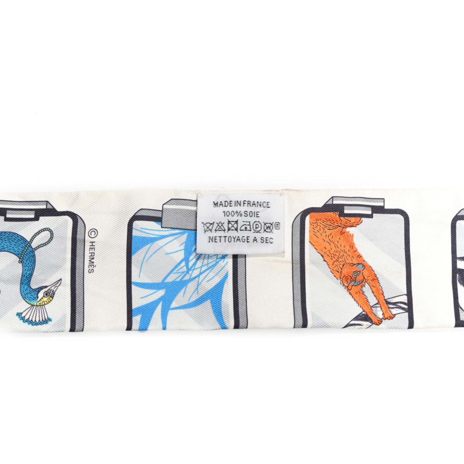 Hermes Silk Story Twilly White Gris Rouge 3 of 5