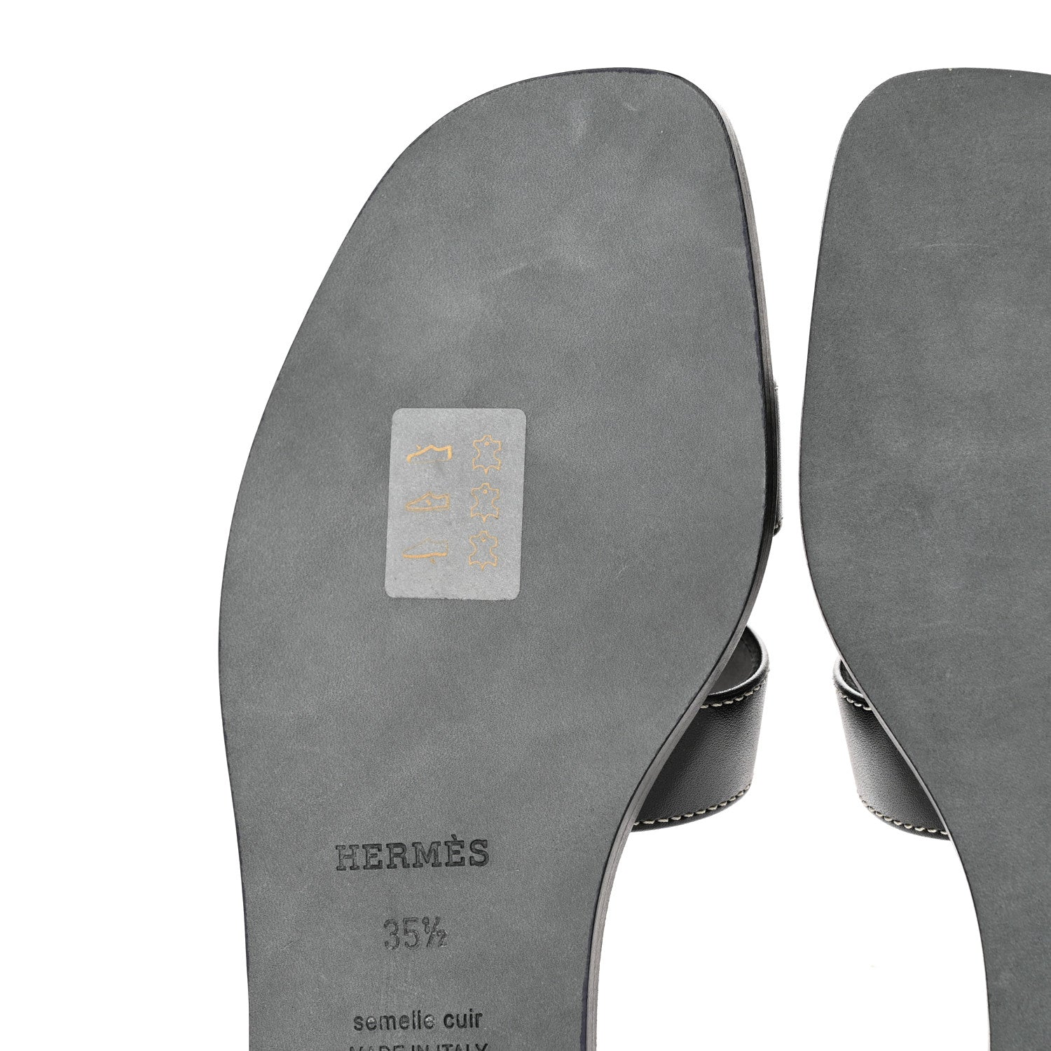 Hermes Box Calfskin Oran Sandals 35.5 Black 9 of 10