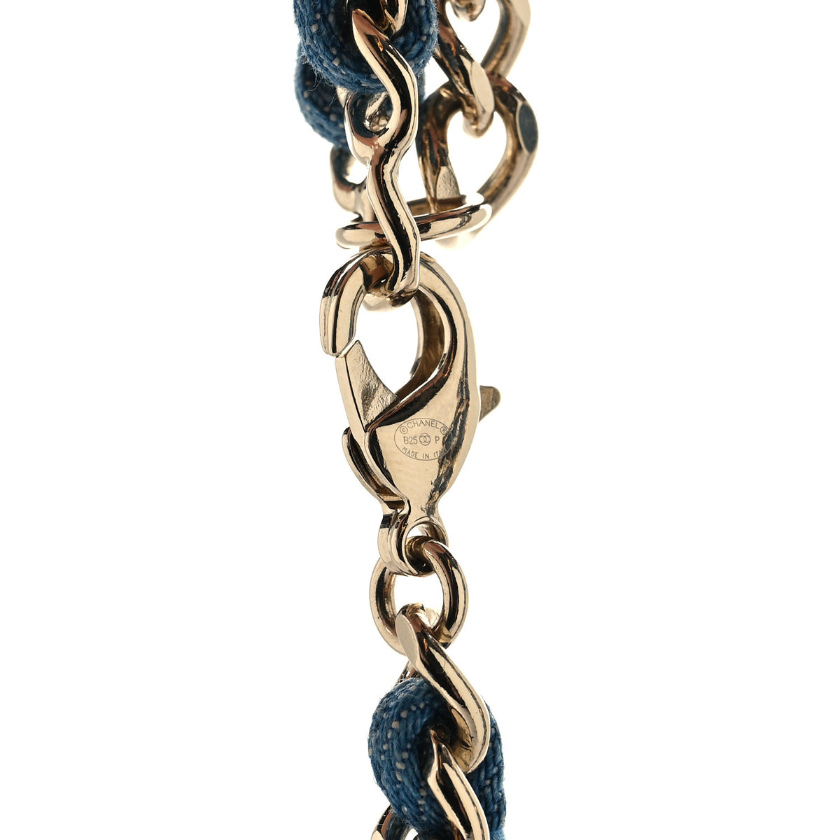 Metal Denim CC Double Chain Belt Blue Gold