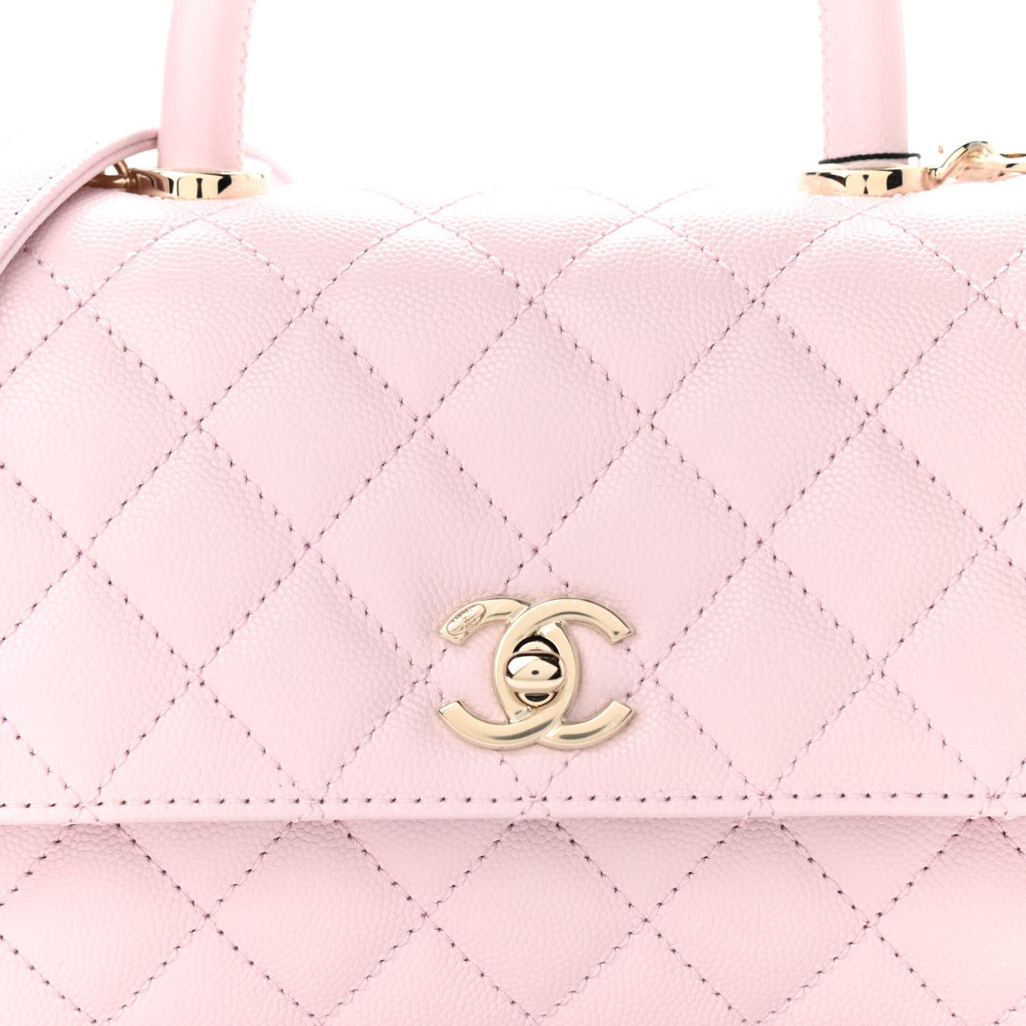 Caviar Quilted Mini Coco Handle Flap Light Pink