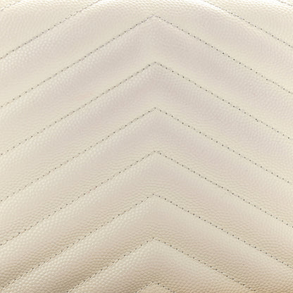 Saint Laurent Grain De Poudre Matelasse Chevron Monogram Envelope Chain Wallet Crema Soft 11 of 11