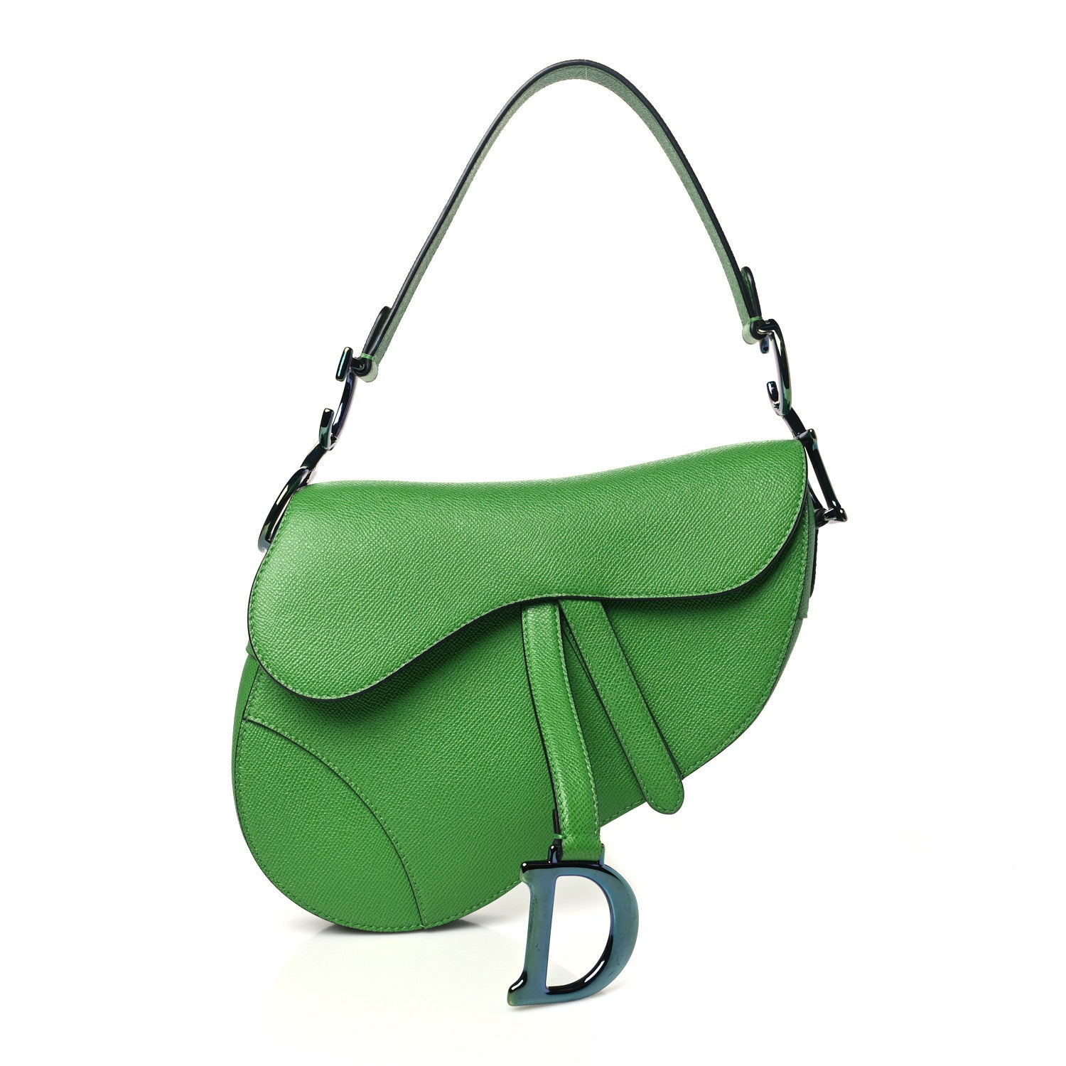 Christian Dior Grained Calfskin Saddle Bag Green 1 of 10