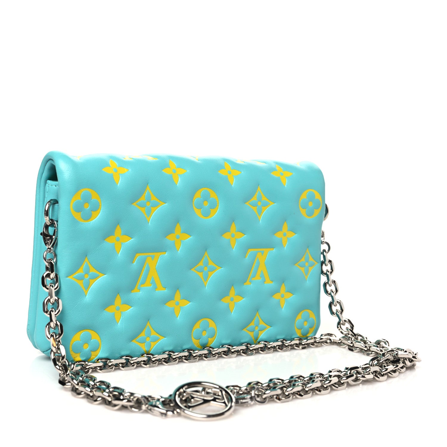 Louis Vuitton Lambskin Embossed Monogram Vuittamins Pochette Coussin Menthe Jaune 3 of 9