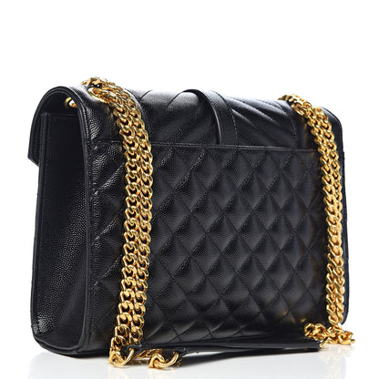 Saint Laurent Grain De Poudre Textured Mixed Matelasse Triquilt Medium Monogram Satchel Black 3 of 10