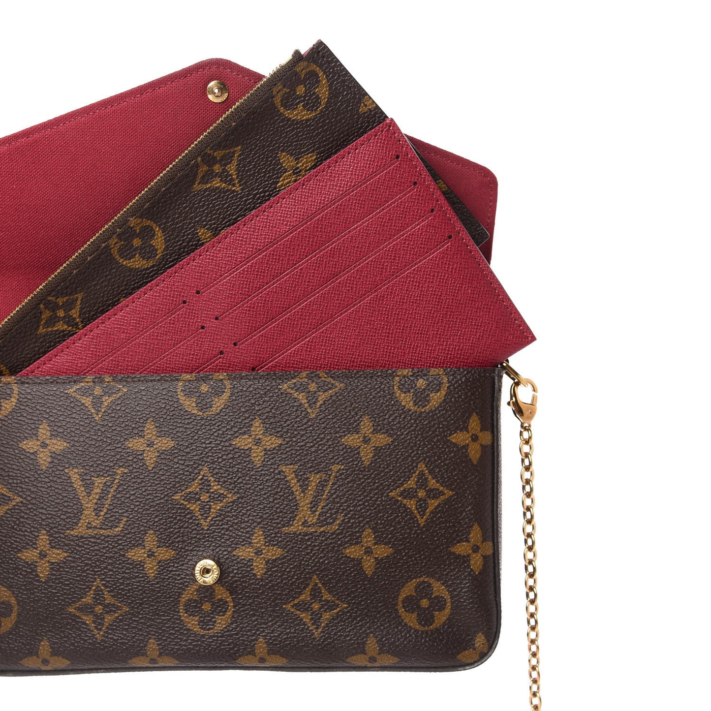 Monogram Pochette Felicie Chain Wallet Fuchsia