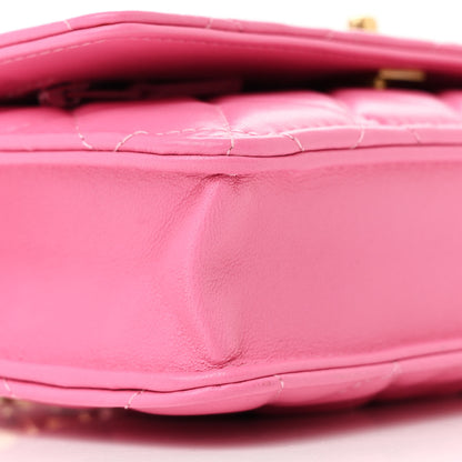 Chanel Lambskin Quilted CC Pearl Crush Wallet on Chain WOC Pink 10 of 12